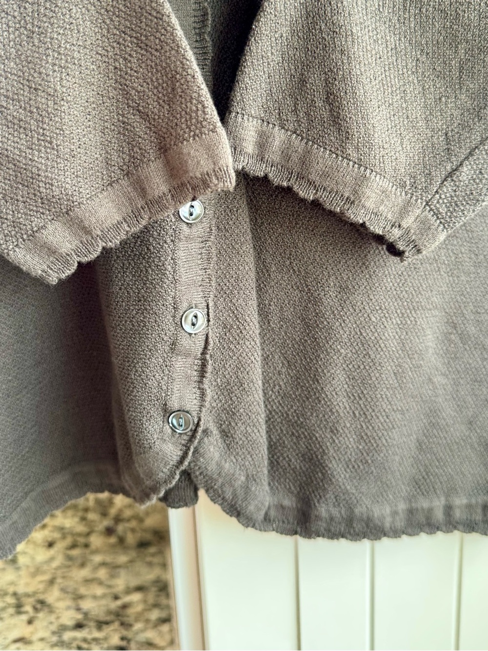 Tommy Bahama Textured Knit Cardigan Taupe Gray 3/4 Sleeve Coastal Size - Picture 5 of 10